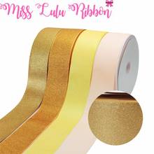 3"75mm Solid Full Glitter Printed Grosgrain Ribbon Gold DIY Christmas&Party Home Decoration Hair Bowknots 50yards/roll 2024 - buy cheap