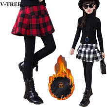 Winter Pants For Girls Plaid Children Pants Skirt Thicken Girls Leggings Warm Kids Trousers Teenager 3-12T Baby Trousers 2024 - buy cheap