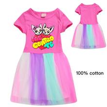 Meninas primavera vestido dos desenhos animados bonito algodão animal imprimir me contro te 2020 vestidos da menina de verão elegante terno adolescente crianças vestido 2024 - compre barato