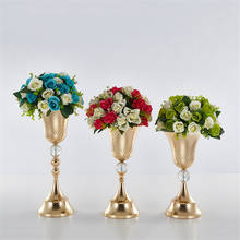 10 PCS Flower Vase Wedding Table Centerpiece  Event Road Lead Gold Metal Vases Party Floor Decoration Flowers Holders 2024 - buy cheap