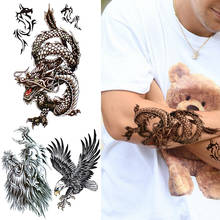 Dragon Fake Temporary Tattoo For Men Women Adult Black Eagle Tattoos Sticker Realistic Faucet Waterproof Tatoos Sheets Body Hand 2024 - купить недорого