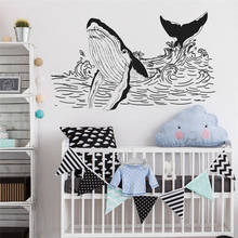 Pegatina de pared de ballena para niños, dibujo para pared, decoración para el hogar, vinilo extraíble, decoración de habitaciones HY1367 2024 - compra barato