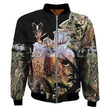 Mens Unisex Skull Deer Hunting 3D Print Bomber Jackets Winter Thick Coat Zipper Flight Jacket Casual Harajuku Women Streetwear 2024 - buy cheap