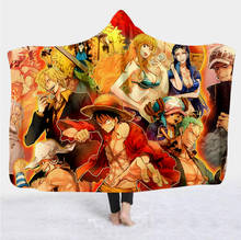 One Piece Anime 3D Printing Throw Hooded Blanket Wearable Warm Fleece Bedding Office Quilts Soft Adults Travel  06 2024 - buy cheap