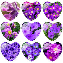 TAFREE интенсивные фиолетовые цветы художественная фотография 25 мм DIY в форме сердца стеклянный кабошон узор ювелирные изделия аксессуары FL164 2024 - купить недорого
