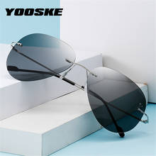 Солнцезащитные очки YOOSKE Мужские поляризационные, ультралегкие солнечные очки для вождения без оправы, UV400, из нержавеющей стали 2024 - купить недорого