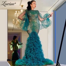 Beads Mermaid Evening Dress Robe De Soiree 2020 Pageant Party Gowns Puffy Long Sleeves Prom Dresses Aibye Wedding Party Dress 2024 - buy cheap