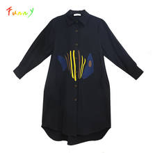 Black White Cotton Embroidery Shirt Dress for Girls Long Sleeve Autumn Children's Dress Teenager Girl Clothes 6  8 10 12 14 Year 2024 - buy cheap