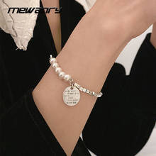 Mewanry-pulsera de plata de ley 925 para mujer, elegante colgante de costura de perlas Simple Vintage, joyería de fiesta, regalo de cumpleaños 2024 - compra barato