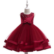 Vestido de princesa infantil feminino, vestido de aniversário para baile de casamento, promoção, verão, elegante, vermelho, sem mangas, para meninas de 2 a 10 anos, 2020 2024 - compre barato