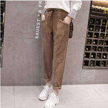 Winter Corduroy Elastic Waist Women's Pants High Waist Ankle Length Harem Pants Mujer Cords Loose Cusaul Korean Style Plus Size 2024 - buy cheap