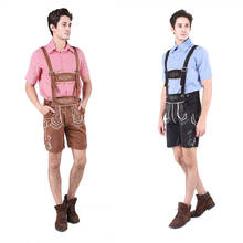 Fantasia masculina de cerveja para adulto, traje tradicional da alemanha de halloween, báreo de lederhosen 2024 - compre barato