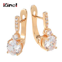 Kinel Luxury Boho Ethnic Bridal Wedding Stud Earrings 585 Rose Gold Round Natural Zircon Women Earrings Fine Jewelry 2024 - buy cheap