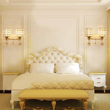 Lámpara de pared de cristal dorado para dormitorio, luz LED de mesita de noche, iluminación para sala de estar, interruptor de línea, candelabro de pared LED E27 AC85-265v 2024 - compra barato