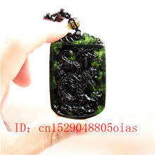 Natural Black Green Jade Chinese Dragon Pendant Beads Necklace Charm Jewelry Fashion Accessories Carved Amulet Gifts for Men Her 2024 - buy cheap