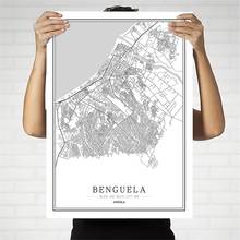 Angola Creative city map Luanda Abstract Canvas Paintings Black and white Wall Art Print Poster Picture Home Decoration Painting 2024 - buy cheap