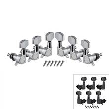 NEW Set of 6PCS 3L3R Acoustic Guitar Tuning Pegs Tuners Machine Heads Big Button,Silver/Black Choose 2024 - buy cheap