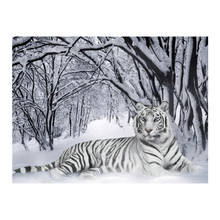 Cuadro de dibujos de animales con escena de nieve, bordado de mosaico de punto de cruz, redondo, 5D, novedad 2024 - compra barato