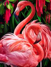 Jmine div 5d flamingo pintura diamante completo kits de ponto cruz arte alta qualidade animal 3d pintura por diamantes 2024 - compre barato