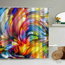Cortina de chuveiro moderna, abstrata, colorida, florescendo, arte europeia, decoração para casa, banheiro, parede com gancho, tecido à prova d'água, tela de banho lavável 2024 - compre barato