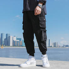 Men Vintage Cargo Pants Male Hip hop Khaki Black Pockets Joggers Pants Man Korean Fashion Sweatpants Autumn Overalls 2024 - buy cheap