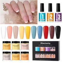 9 pçs/set mergulho prego em pó conjunto natural seco holográficos sistema de mergulho unhas base mergulho ativador sem lâmpada uv cura 2024 - compre barato