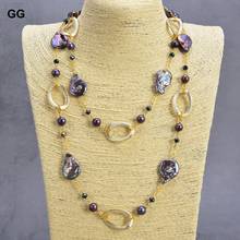 Joyería GuaiGuai perla Natural 46 "Keshi Perla Negra collar de cadena de cristal 2024 - compra barato