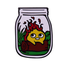 Howl's Moving Castle Ghibli fest Powerful Fire Demon in Glass bottle enamel pin Fire spirit Calcifer brooch 2024 - buy cheap