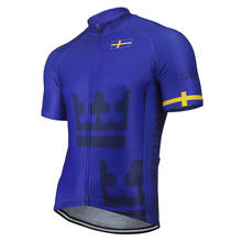 Suécia camisa de ciclismo pro team men retro bicicleta camisas de manga curta azul mtb road bike wear roupas secagem rápida anti-suor 2024 - compre barato