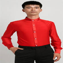 New Arrival Men Ballroom Dance Tops Men Dance Shirt Latin/Cha Cha/Rumba/Samba/Jazz Dancewear Top Shirts red color Collar 2584# 2024 - buy cheap
