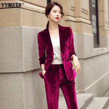 Two-piece High-quality Women's Professional Suit Pants New Autumn and Winter Elegant Gold Velvet Ladies Jacket Casual Trousers 2024 - buy cheap