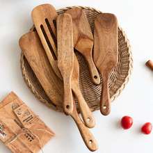 Деревянная лопатка, лопатка с длинной ручкой, инструменты для приготовления пищи, термостойкая лопатка, антипригарная сковорода, ложка для риса, кухонное приспособление 2024 - купить недорого