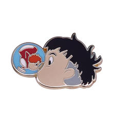 Ponyo and Sosuke Enamel Pin Let's get along Brooch Japanese Animated Film inspired jewelry 2024 - buy cheap