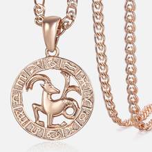 Capricorn colar signos do zodíaco feminino, colar com pingente de ouro rosa 585, joias masculinas gp277a 2024 - compre barato