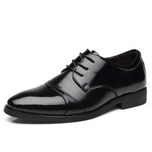Height increasing 6CM Men Dress shoes Split Leather Oxford shoes Brown Black Man Wedding Business Shoes Men formal Dress shoe 2024 - buy cheap