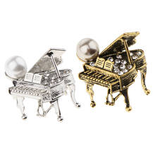 2 Pieces Vintage Crystal Shimmering Grand Piano Pearl Suit Brooch Pin Ornaments 2024 - buy cheap