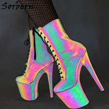 Sorben Luminous Discolored Boots For Women Ankle High Booties Nightclub Stripper Pole Dance Heeled Patform Shoe Custom Colors 2024 - buy cheap