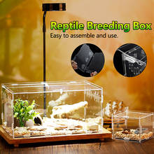 Caja de cría de reptiles transparente de 5 tamaños, caja de alimentación de acrílico de 360 grados, Terrario de escalada magnético transparente para mascotas 2024 - compra barato