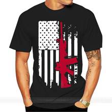 Camiseta con bandera de USA AR 15 para hombre, Camisa de algodón de talla grande, 4XL, 5XL, 6XL 2024 - compra barato
