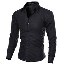 Men Casual Shirts 2020 Autumn New Fashion Solid Color Man Long Sleeve Cotton Slim Fit Casual Business Button Shirt Tops 2024 - buy cheap