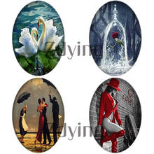 ZDYING 5pcs/lot Shape Animal landscape Painting Image Oval Glass Cabochon Beads Flatback Jewelry Finding For Brooch Necklace 2024 - buy cheap