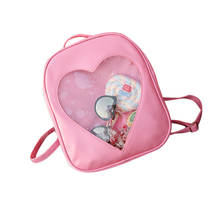 Сумка ярких цветов Ita, прозрачный рюкзак с сердечком, Kawaii Harajuku, женские школьные сумки на плечо из искусственной кожи, рюкзак для девочек-подростков 2024 - купить недорого