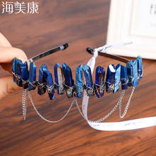 Haimeikang Handmade Natural Crystal Headband with Chain Women Hair Jewelry Wedding Hairbands Crown Holiday Party Gift 2024 - buy cheap