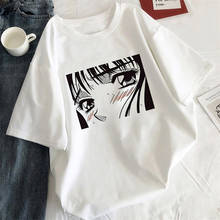 Camiseta con estampado de Tearful girl para mujer, remera blanca de estilo coreano estético, playera estampada Harajuku, ropa de Anime, Tops para mujer 2024 - compra barato
