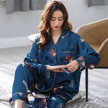 Autumn Spring Sexy Sleepwear 2 Piece Sets For Women's Silk Satin Pajamas Turn-down Collar Homewear Large Size Pijama Pyjama XXXL 2024 - buy cheap
