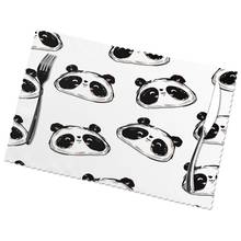 Conjunto de 6 jogo com estampas de panda, jogo de mesa para mesa de jantar, acessórios para cozinha, esteira para vinho 2024 - compre barato