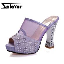 ZALAVOR Hot High Heels Sandals Rhinestone Women Slip On Shoes Women Sandals Summer Sandals Open Toe Women Footwear Size 33-42 2024 - buy cheap