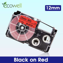 Ecowell 1Pcs 12mm XR-12RD tape Compatible for Casio XR 12RD XR12RD Black on Red label tape for Casio KL-60 KL-120 KL-100 printer 2024 - buy cheap