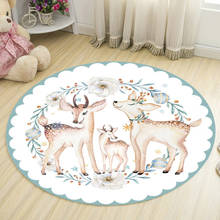 Living Room Area Rugs Round Circle Cartoon Rabbit 3D Print Door Mat  Plush Floor Rug CarpetDoormat Non-slip Child  Room Mat