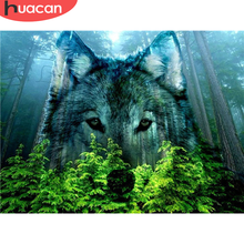 HUACAN Diamond Embroidery Wolf Full Square Diamond Painting Cross Stitch Tree Mosaic Animal Home Decore 2024 - buy cheap